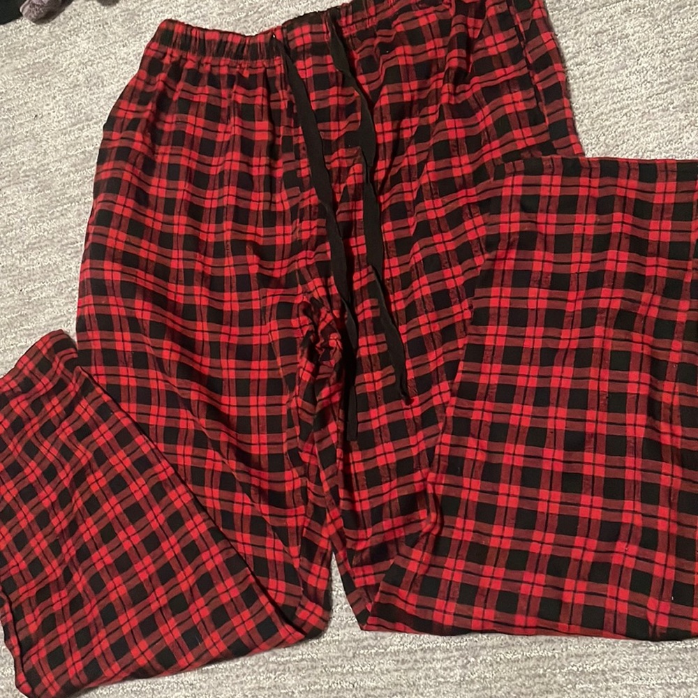 red and black mens pajama pants L